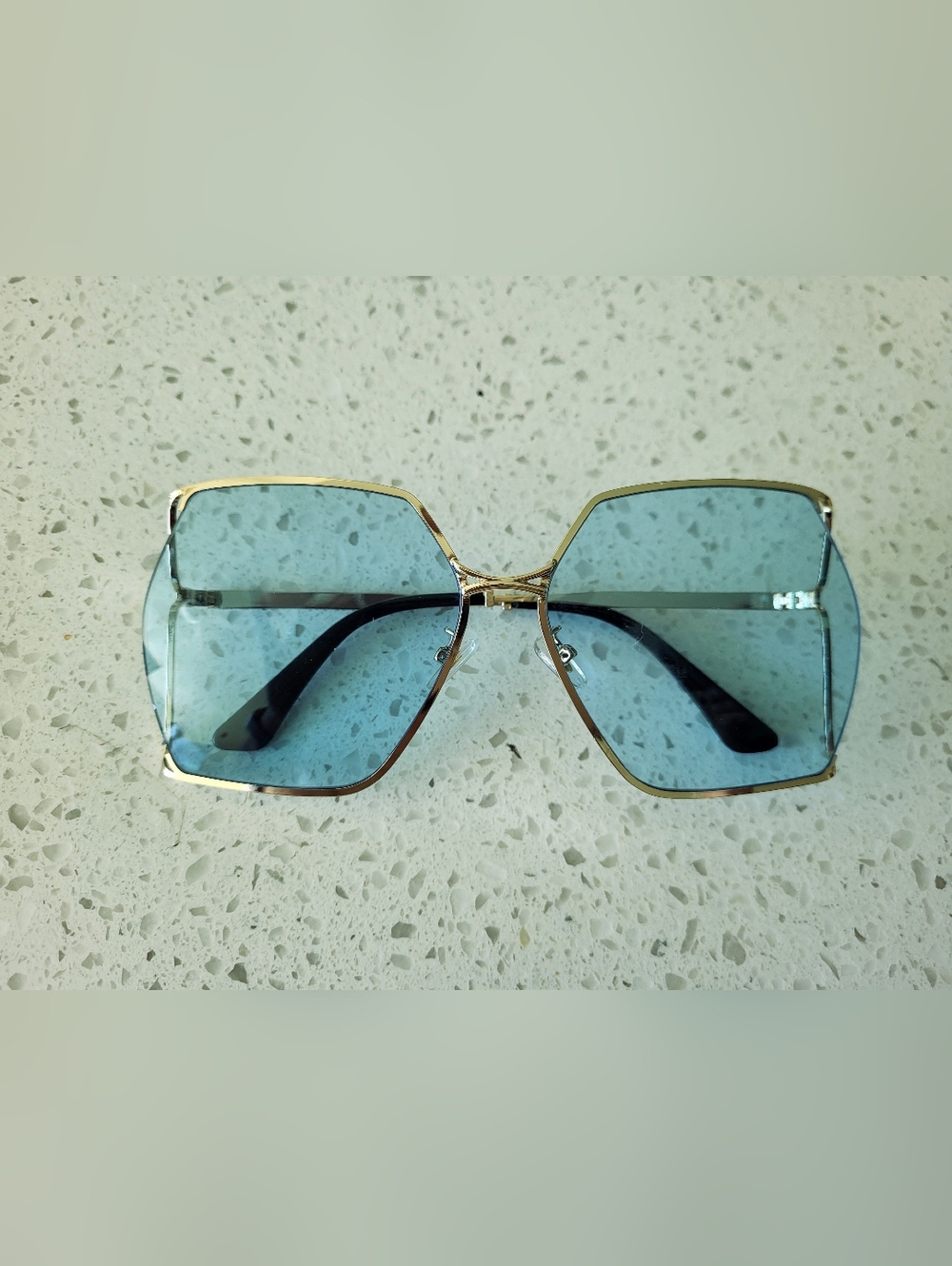 Oversized Square Sunglasses Hollow Lens Vintage Inspired